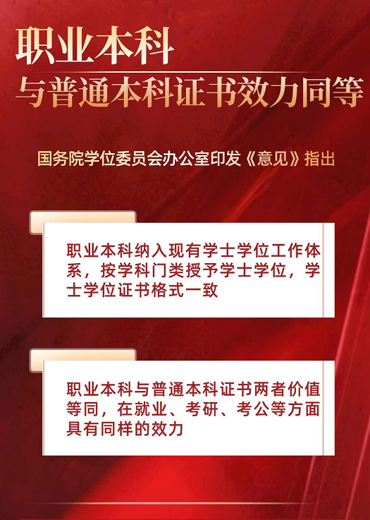 又一利好消息，教育部再發(fā)文：職業(yè)本科與普通本科證書效力同等！